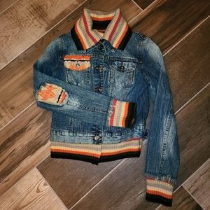 Denim Jacket with Sweater Trim